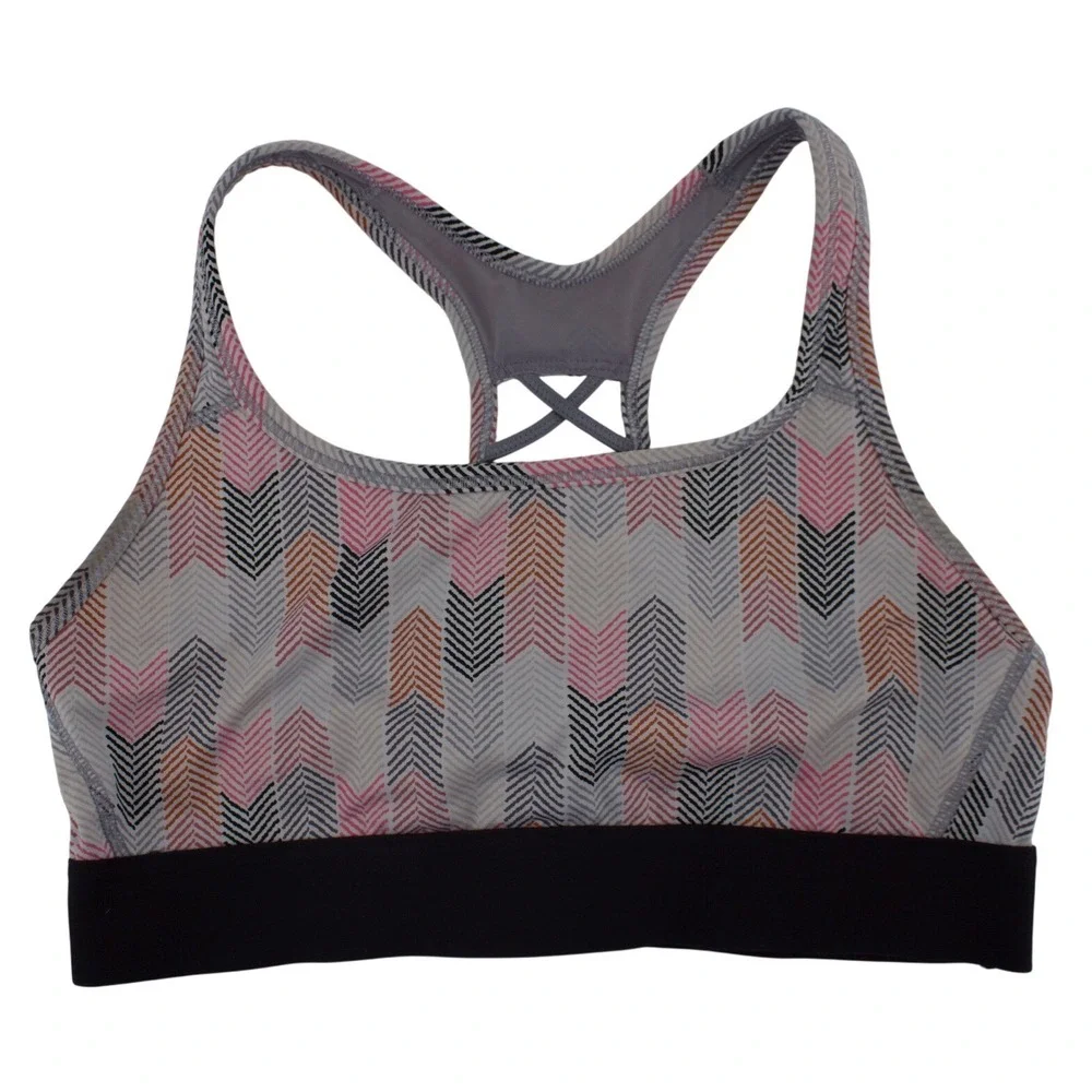 Victoria Sport Sports Bra Womens L M Multi Geometric Chevron Racerback Strappy